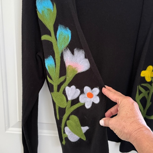Black Floral Women's Cardigan by Aaeda - Size Large - Picture 3 of 7